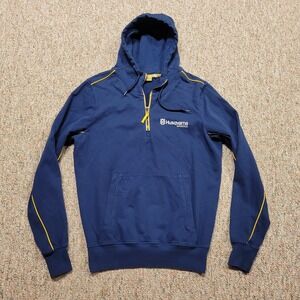 Husqvarna Sweatshirt Men Medium Blue Hoodie Motorcycles Racing Quarter Zip Sport